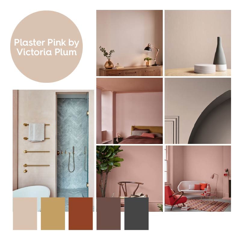 Victoria Plum colour of the year 2022 Plaster Pink mood board