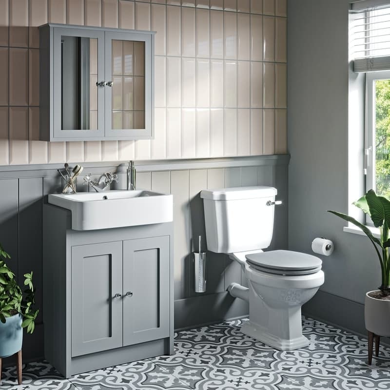 Orchard Dulwich close coupled toilet and stone grey vanity unit suite 600mm