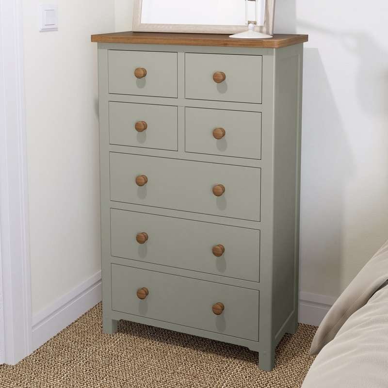 Rome oak and mellow sage 4 over 3 drawer chest