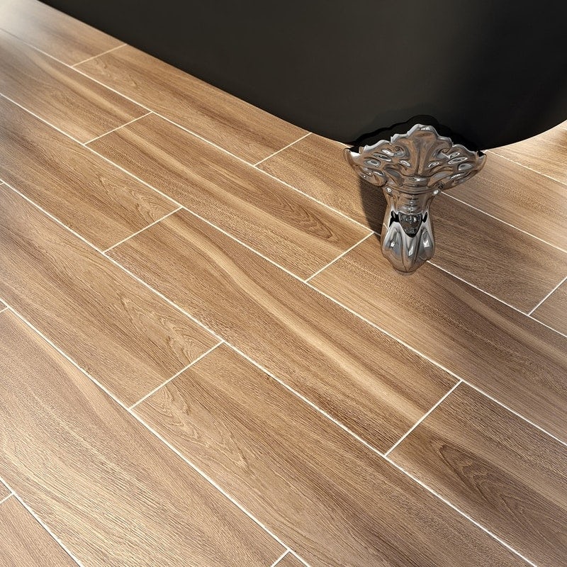 Wood effect floor tiles