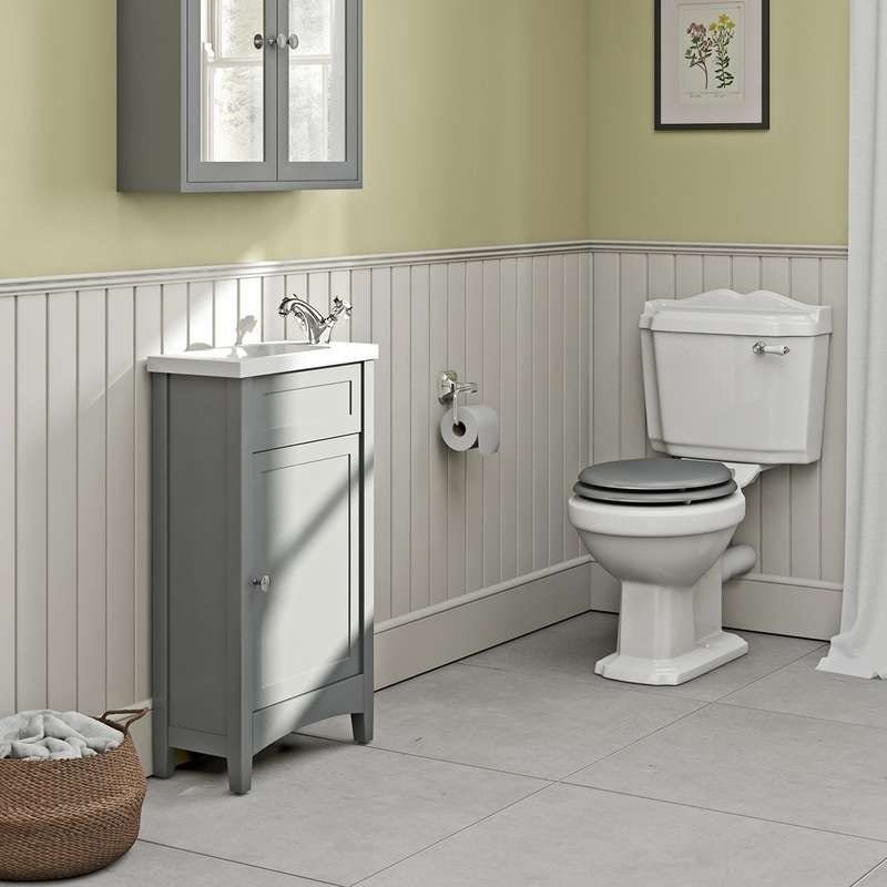 Camberley grey cloakroom unit with Winchester close coupled toilet