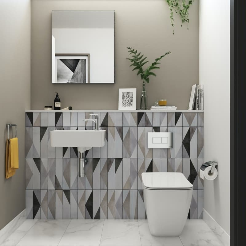 Ideal Standard Strada II back to wall cloakroom suite with right hand wall hung basin 450mm