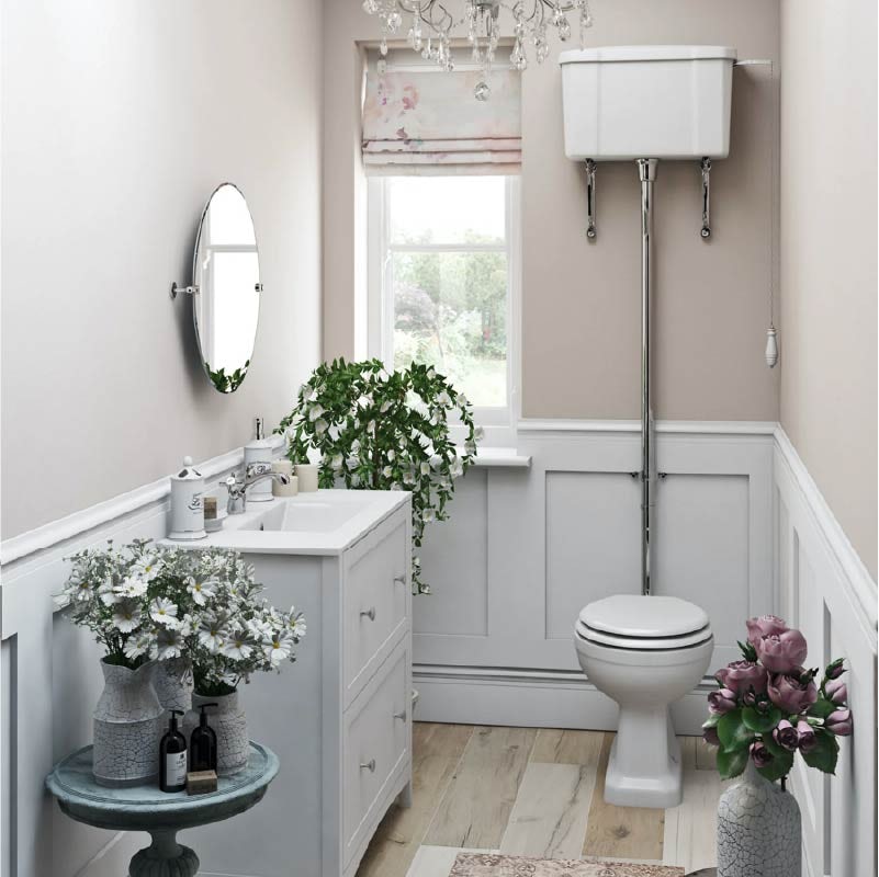 The Bath Co. Camberley high level toilet with wooden soft close seat