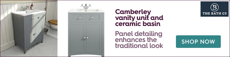 The Bath Co. Camberley satin grey floorstanding vanity unit and ceramic basin 600mm