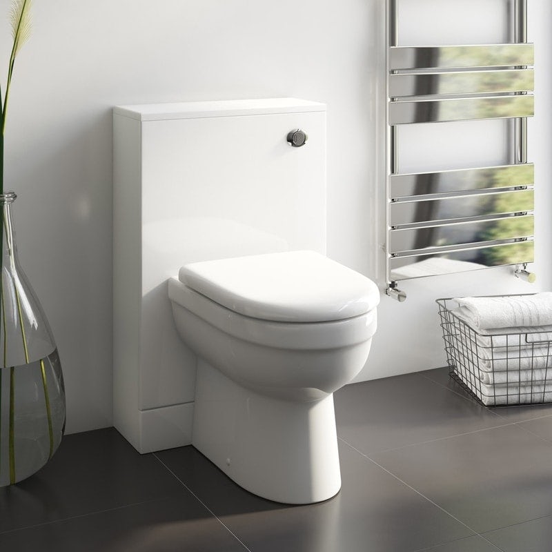 Orchard Derwent white slimline back to wall unit and contemporary toilet with seat