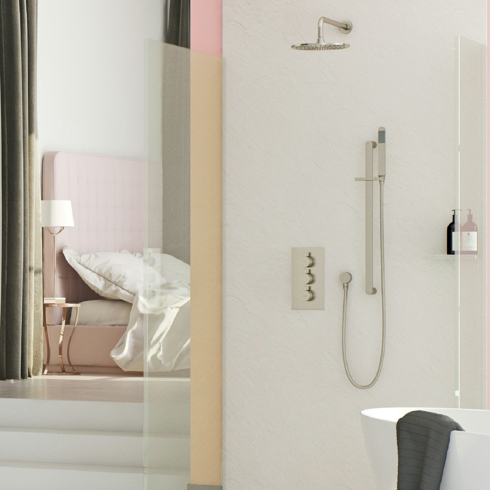 Keep your colour scheme consistent between your ensuite and bathroom