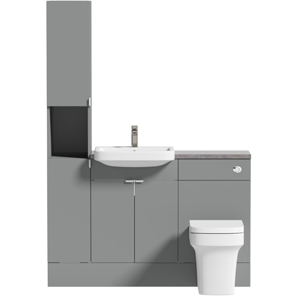 Reeves Wyatt onyx grey tall fitted furniture combination with mineral grey worktop