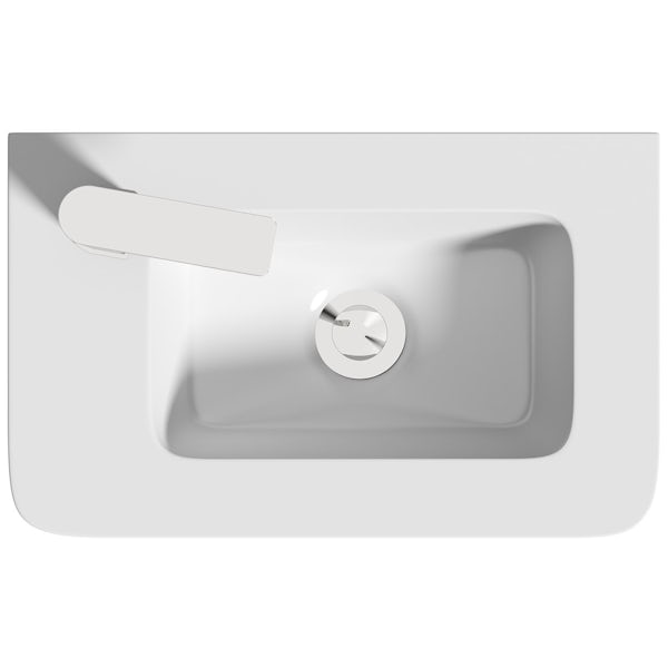 Mode De Gale white cloakroom wall hung vanity unit and left hand basin 410mm