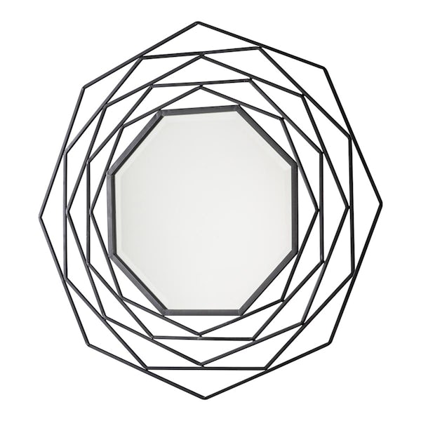 Accents Estella geometric black mirror 910 x 910mm