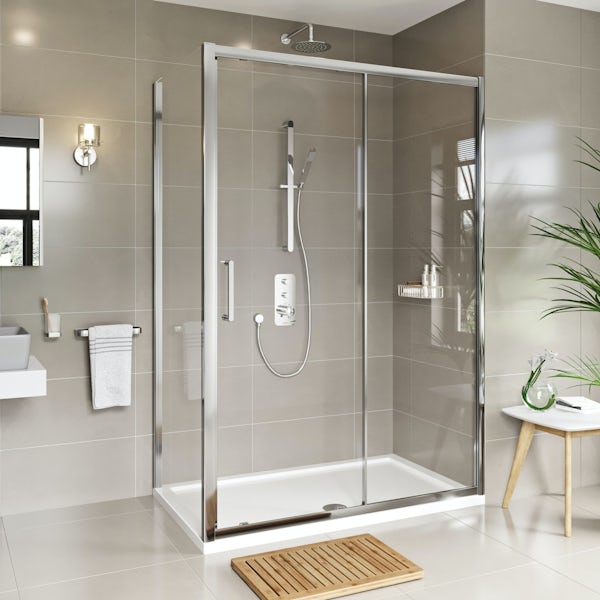 Louise Dear There Are No Rules acrylic shower wall panel with 1200 x 800mm rectangular enclosure