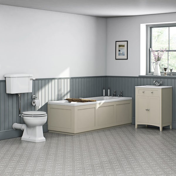Camberley ivory low level furniture suite with straight bath 1700 x 700mm