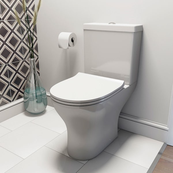 Compact White Furniture Unit with Compact Square Toilet