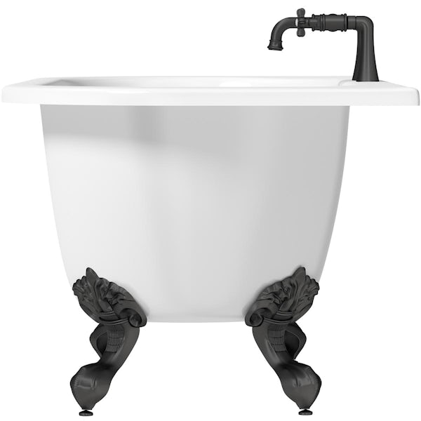 The Bath Co. Dalston traditional white bath with matt black feet and tap pack