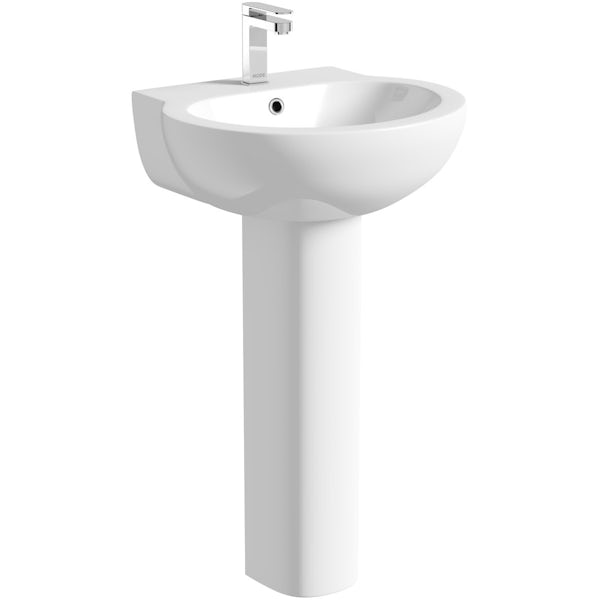 Deco close coupled toilet suite with full pedestal basin 540mm