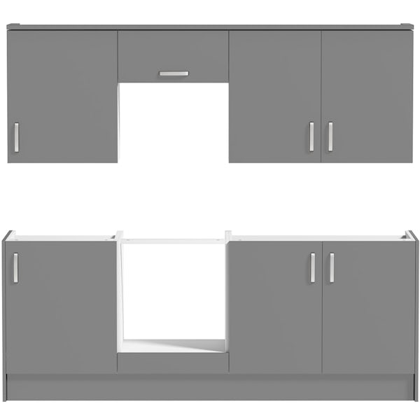 Schon Boston mid grey slab kitchen base and wall unit bundle