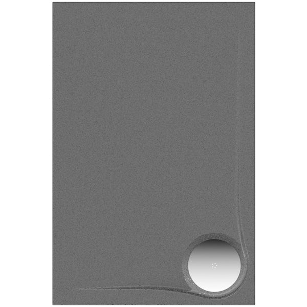 Mode grey granite effect left handed rectangular stone shower tray 1200 x 800