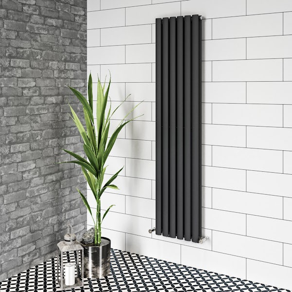 Mode Tate anthracite grey double vertical radiator
