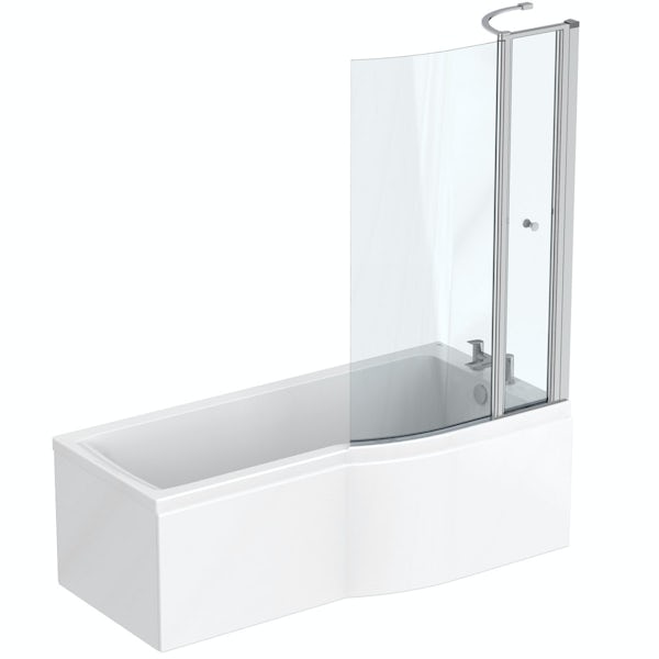 Ideal Standard Concept Air complete wood light grey and right hand Idealform Plus shower bath suite 1700 x 800