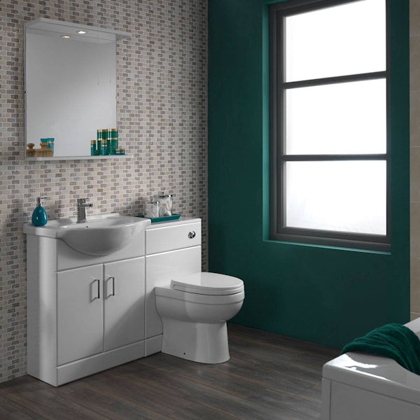 Sienna white 1140 combination unit with Eden back to wall toilet