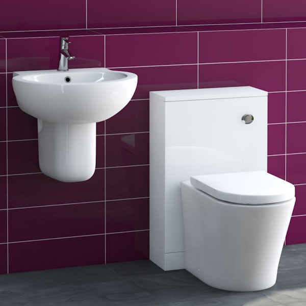 Madison back to wall toilet and semi pedestal basin suite 540mm