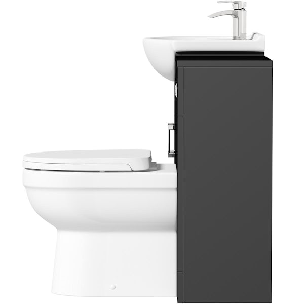 Orchard Lea soft black furniture combination and Eden back to wall toilet with seat
