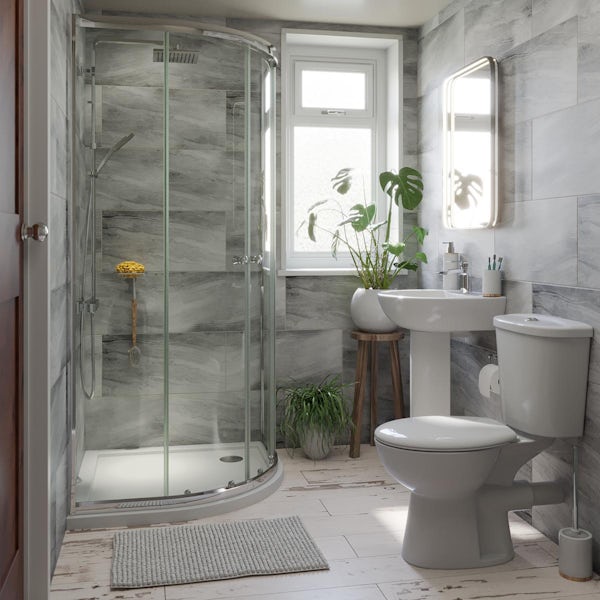 Clarity bathroom suite with quadrant shower enclosure and tray 800 x 800