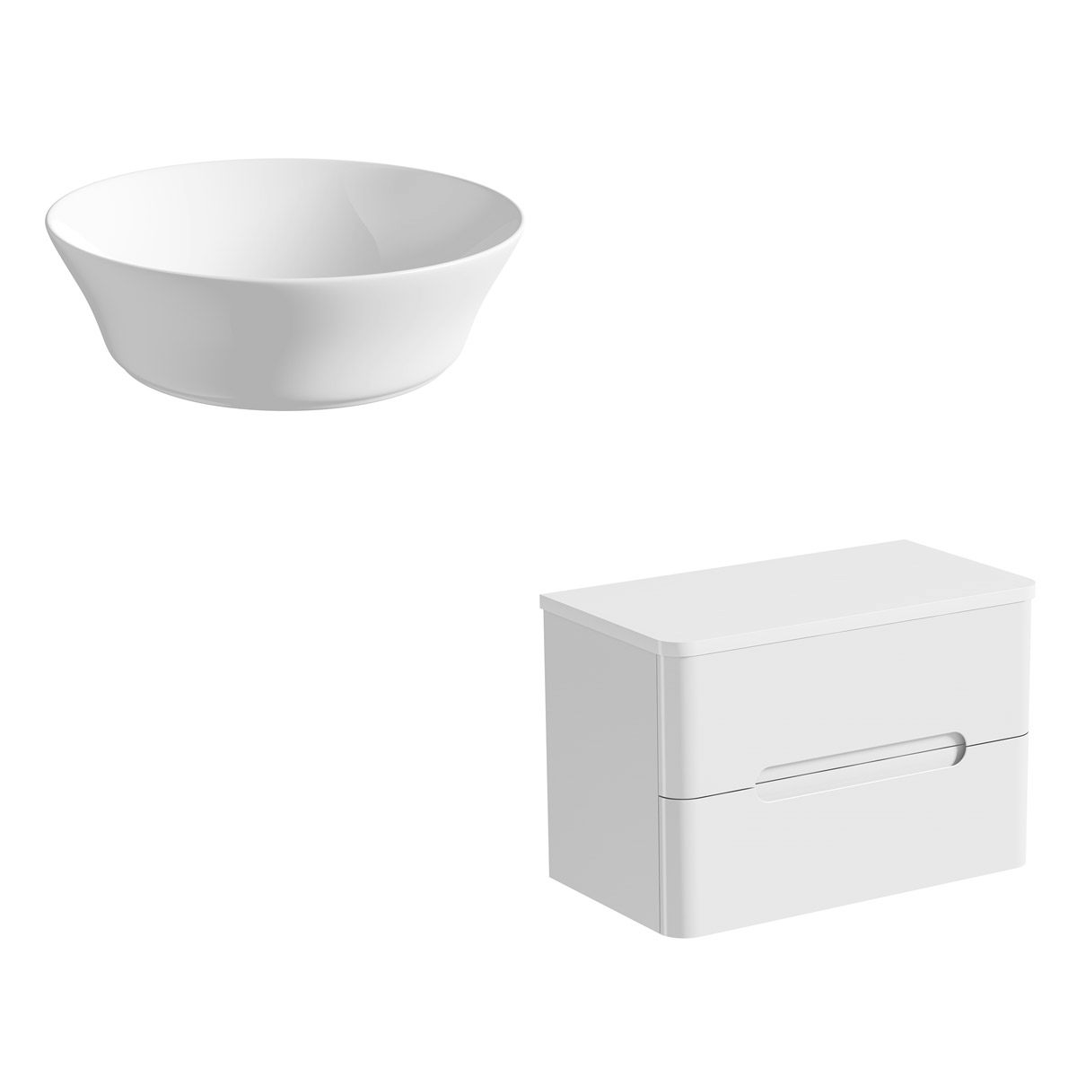 Mode Ellis white wall hung vanity drawer unit and countertop 800mm with Bowery basin