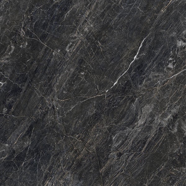 Calcolo Arelius black polished glazed porcelain wall and floor tile 600 x 600mm