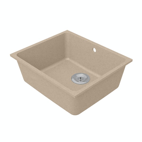 Schon Terre Sand beige 1.0 bowl kitchen sink with Schon dual lever kitchen tap