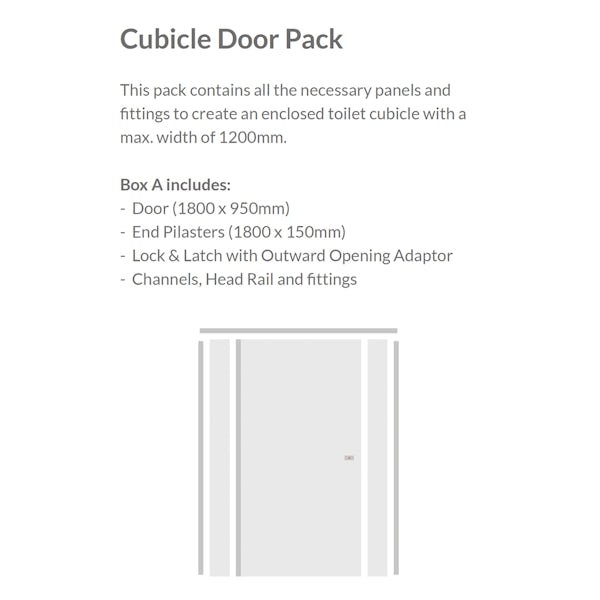 Pendle plain grey toilet cubicle door pack with plain grey pilasters