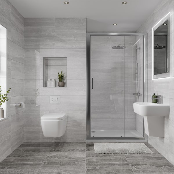 Beau white lappato semi polished stone effect matt wall and floor tile 300mm x 600mm