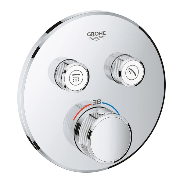 Grohe Grohtherm SmartControl round thermostatic concealed 2 way shower valve trimset