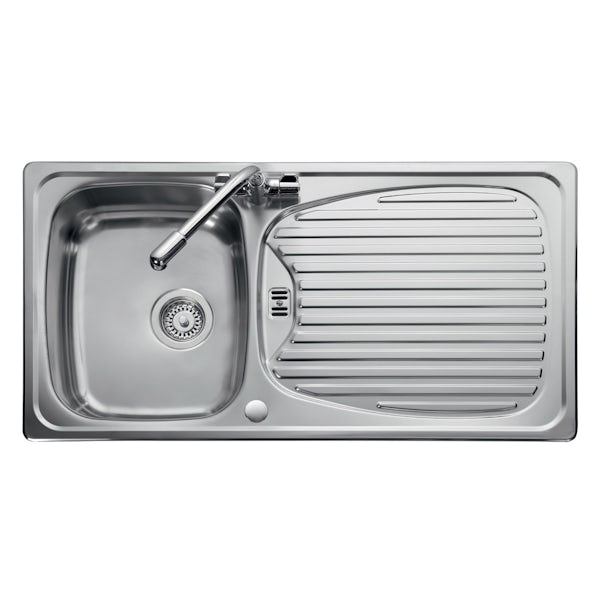 Leisure Euroline reversible stainless steel 1.0 bowl kitchen sink and Schon Burgh tap