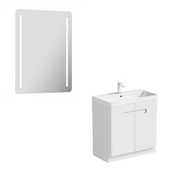Mode Ellis white vanity door unit 800mm and mirror offer