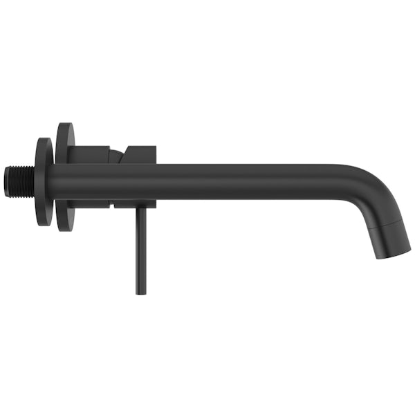 Mode Spencer round wall mounted black basin mixer tap offer pack