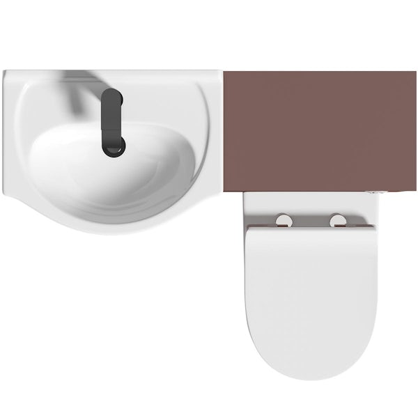 Orchard Lea tuscan red 1060mm combination with black handle and Derwent round back to wall toilet with seat