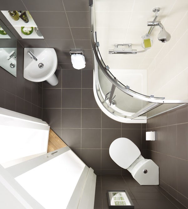 Ideal Standard Concept Space cloakroom corner suite with full pedestal basin 450mm