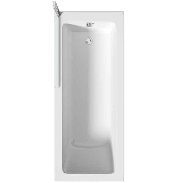 Orchard Square edge straight shower bath with 6mm square shower screen