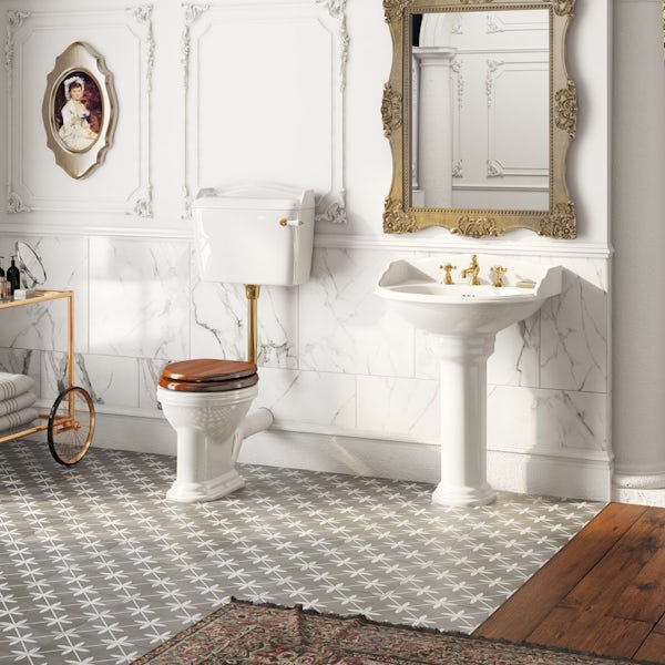The Bath Co. Bellini low level toilet and full pedestal suite with incalux fittings and taps