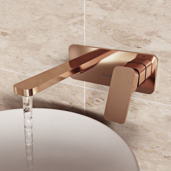 Mode Spencer square wall mounted rose gold basin mixer tap