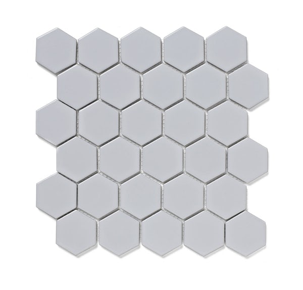 British Ceramic Tile Mosaic hex white gloss tile 300mm x 300mm - 1 sheet
