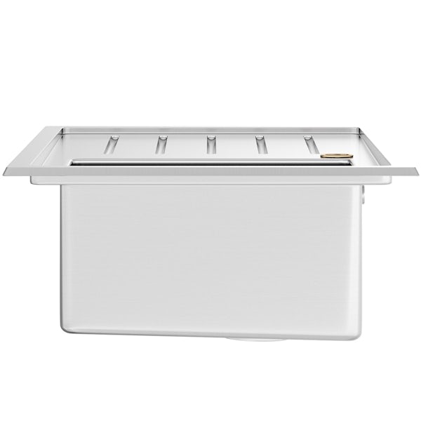 Tuscan Arezzo brushed steel 1.0 bowl left handed kitchen sink