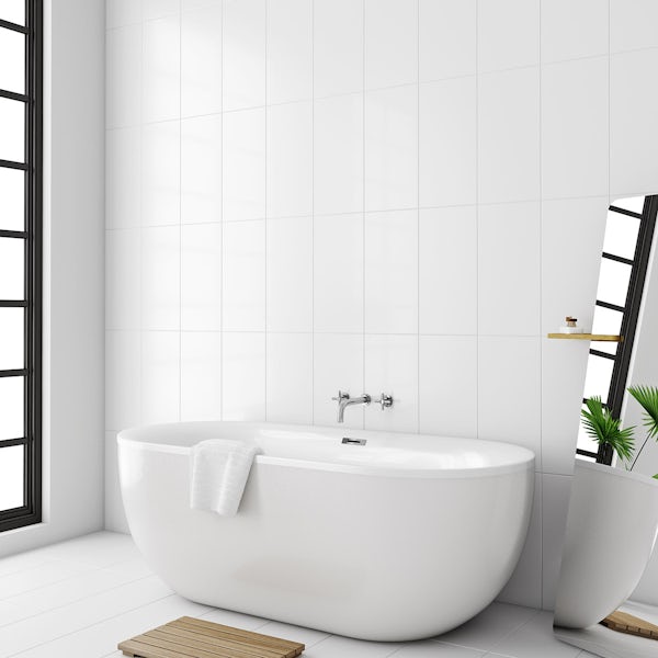 Plain Flat Matt White Wall Tile 300mm X, Bathroom Tiles Going White