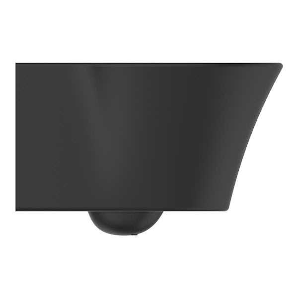 Ideal Standard silk black Connect Air wall hung toilet with Aquablade and slow close toilet seat