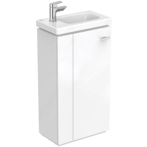 Ideal Standard Concept Space left handed cloakroom corner suite with vanity unit and basin