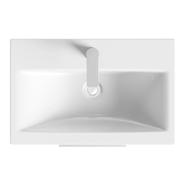 Clarity white vanity drawer unit with basin 600mm
