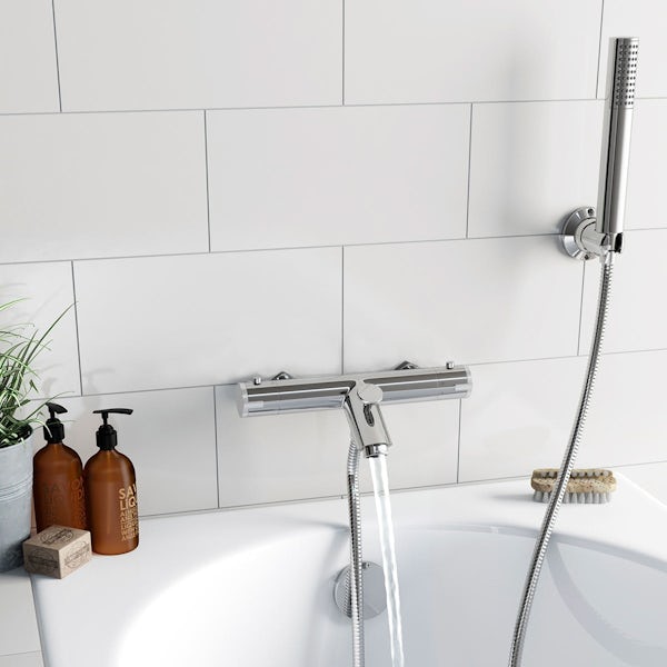 Wall or deck mount thermostatic bath shower mixer tap