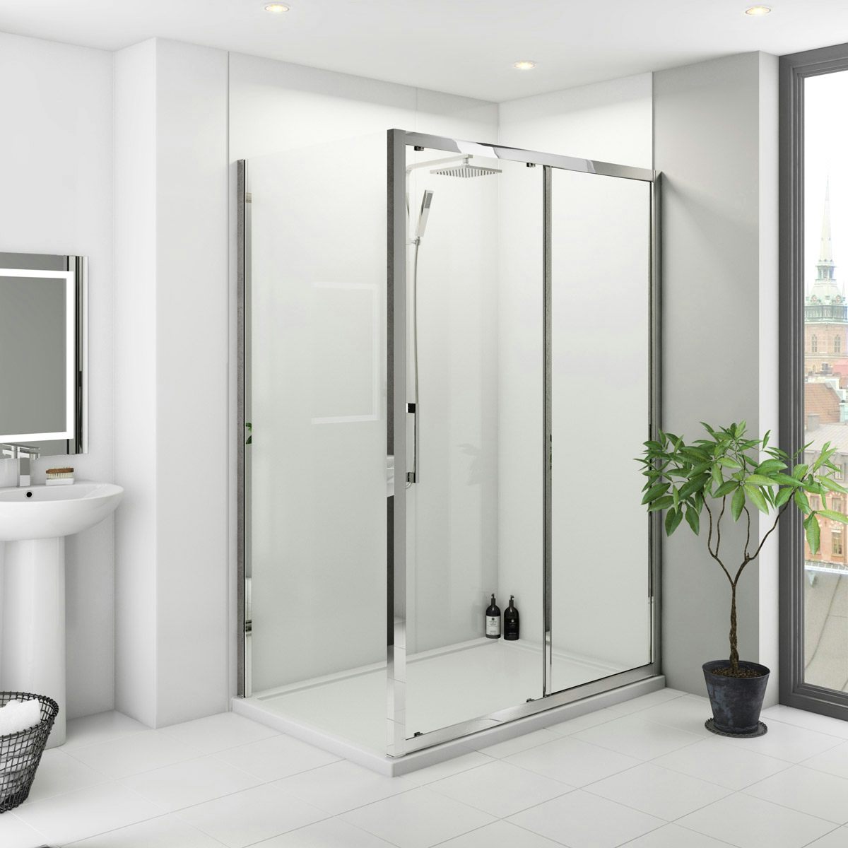Multipanel Classic White shower wall panel pack for enclosures up to 1200 x 1200