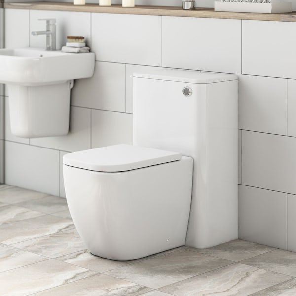 Mode Ellis back to wall toilet with soft close seat, concealed cistern and push plate