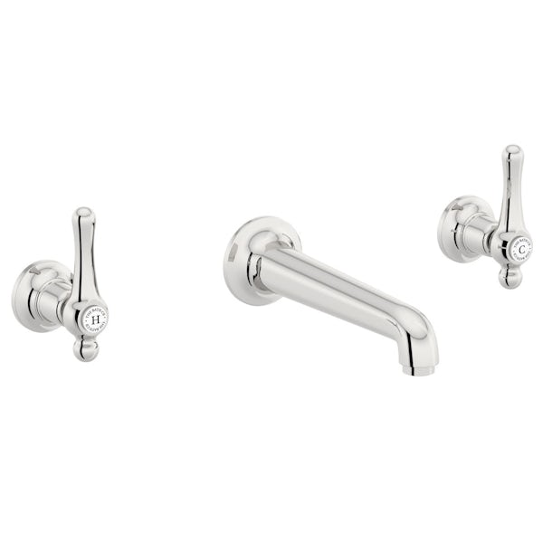 The Bath Co. Camberley lever wall mounted basin mixer tap offer pack